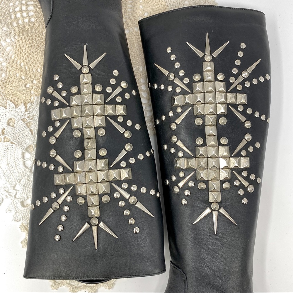 Steve Madden | Diabla Black Studded Tall Boots - Picture 4 of 8